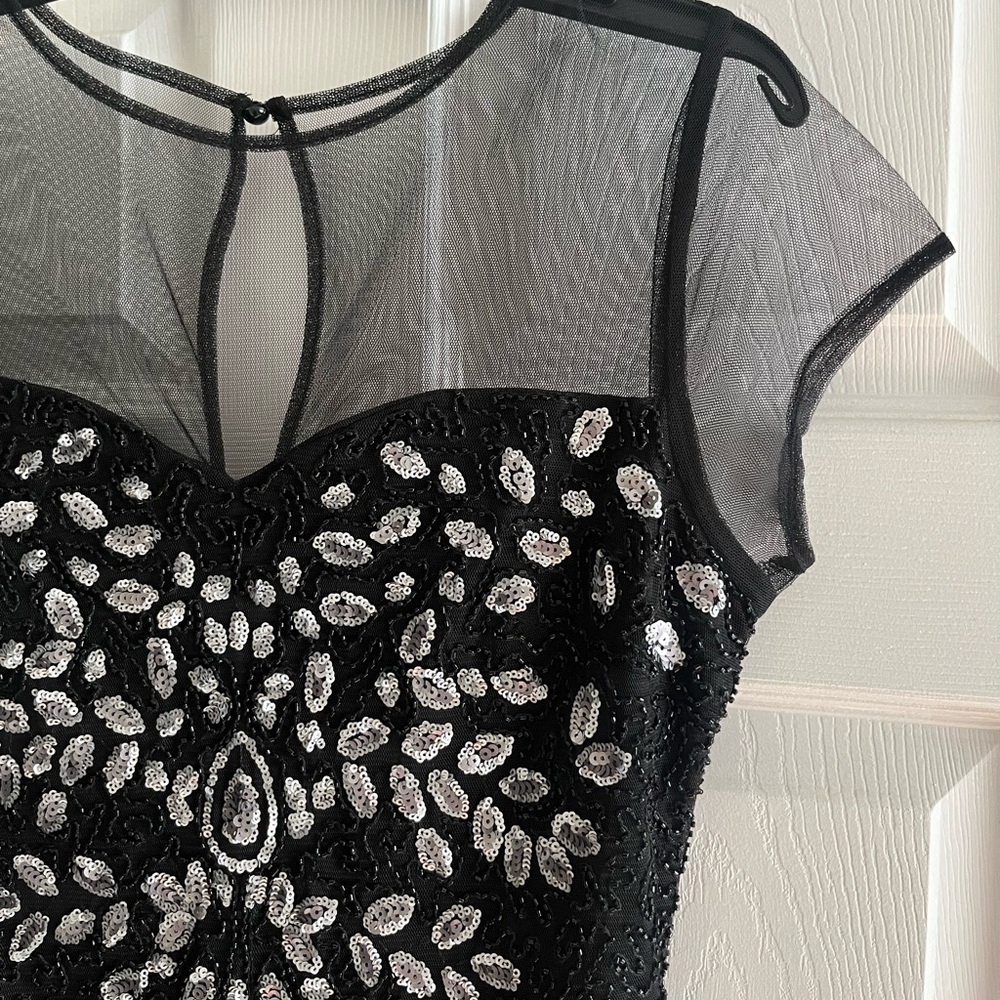 Gianni Bini black and silver beaded formal dress